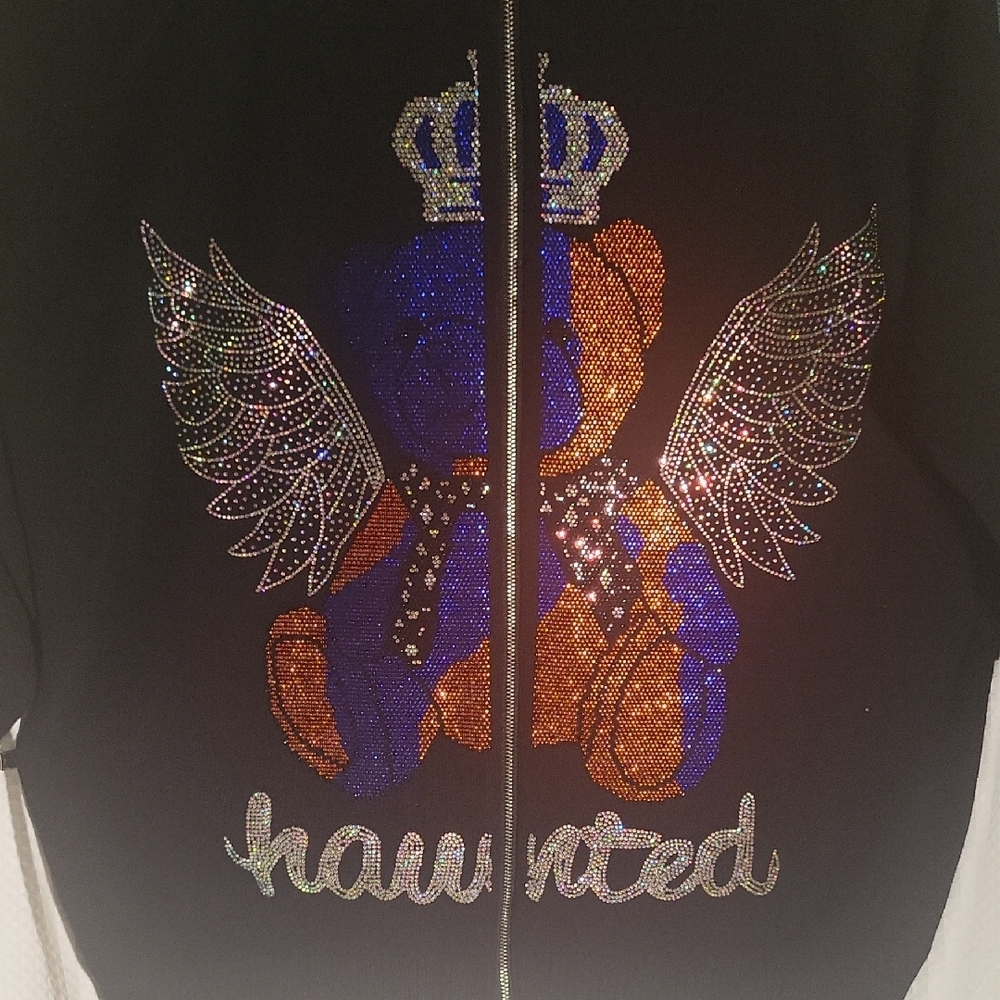 Black Jacket With Sequin Bear Design - image 2